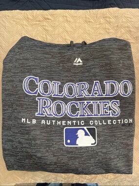 Majestic Gray Colorado Rockies Hoodie with Purple & White Logo